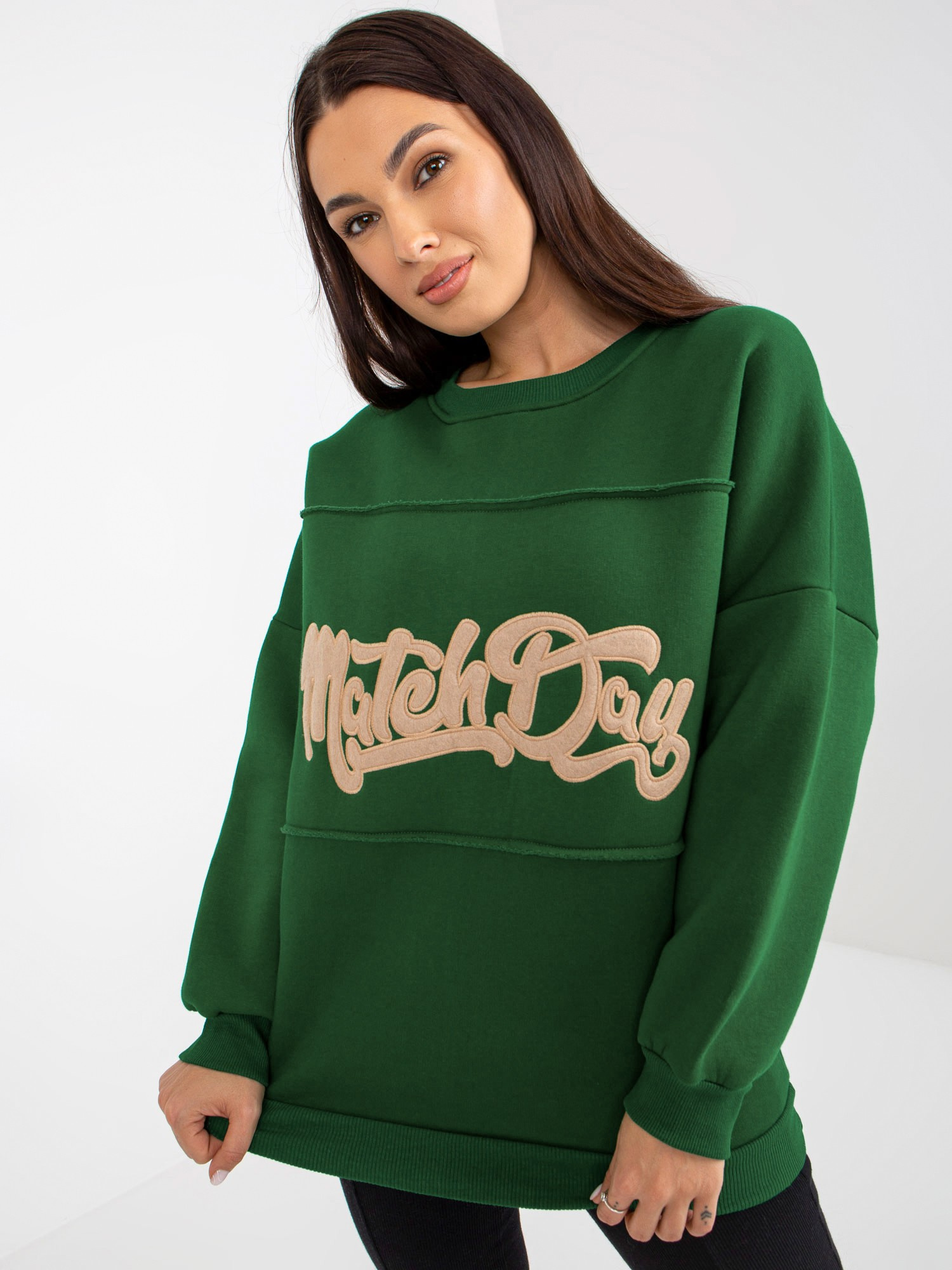 Tmavozelená mikina s nápisom FA-BL-8127.80P-dark green Veľkosť: ONE SIZE