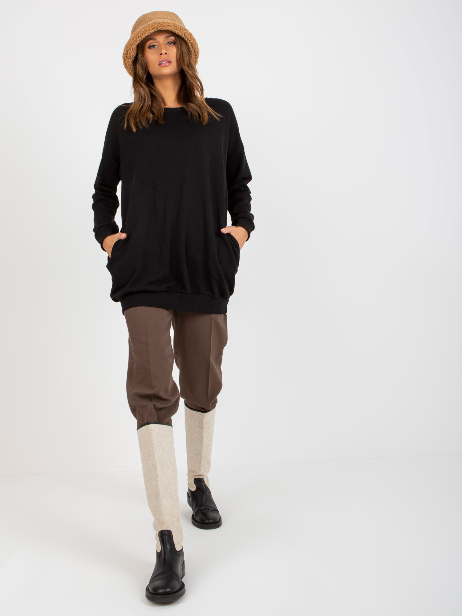Čierna dlhá mikina bez kapucne RV-BL-8310.60-black Veľkosť: ONE SIZE