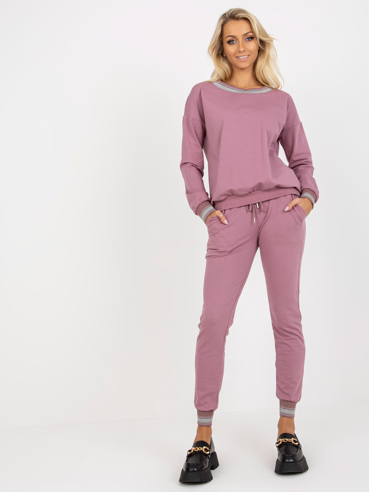 Tmavoružová tepláková súprava -RV-KMPL-8365.24P-dark pink Veľkosť: S/M
