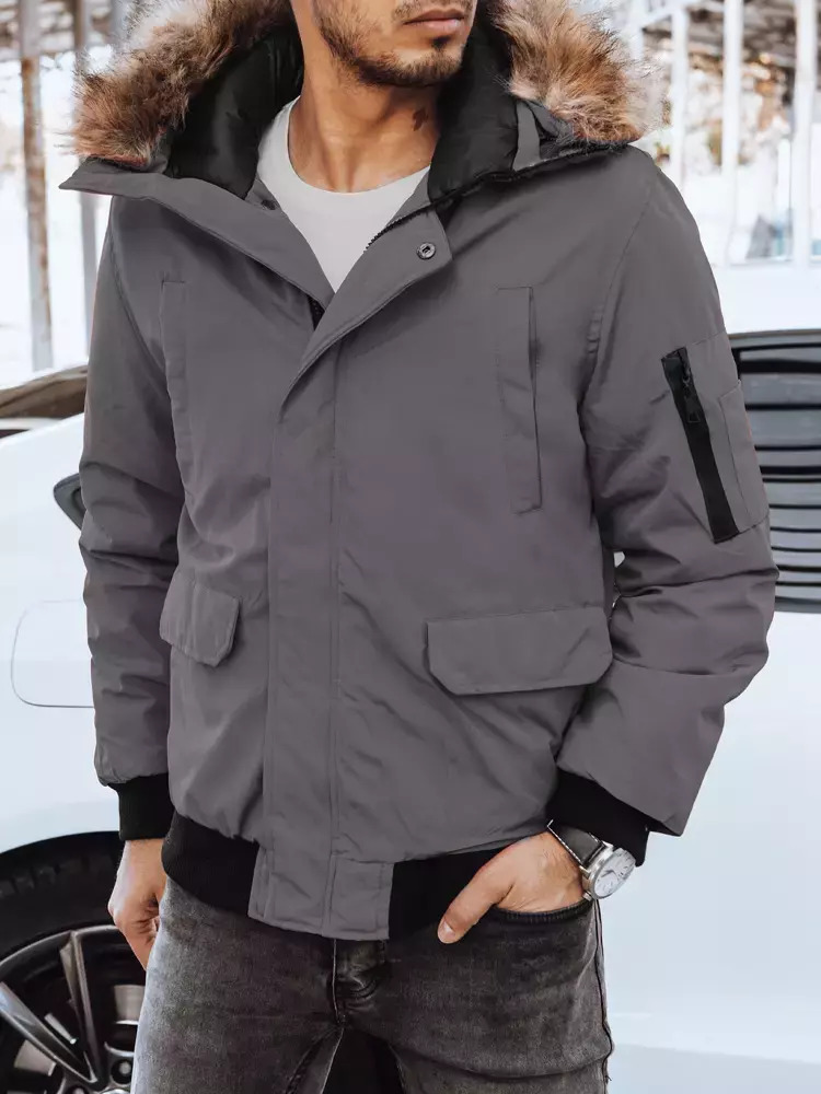 SIVÁ KRÁTKA PARKA TX4306 Veľkosť: 2XL