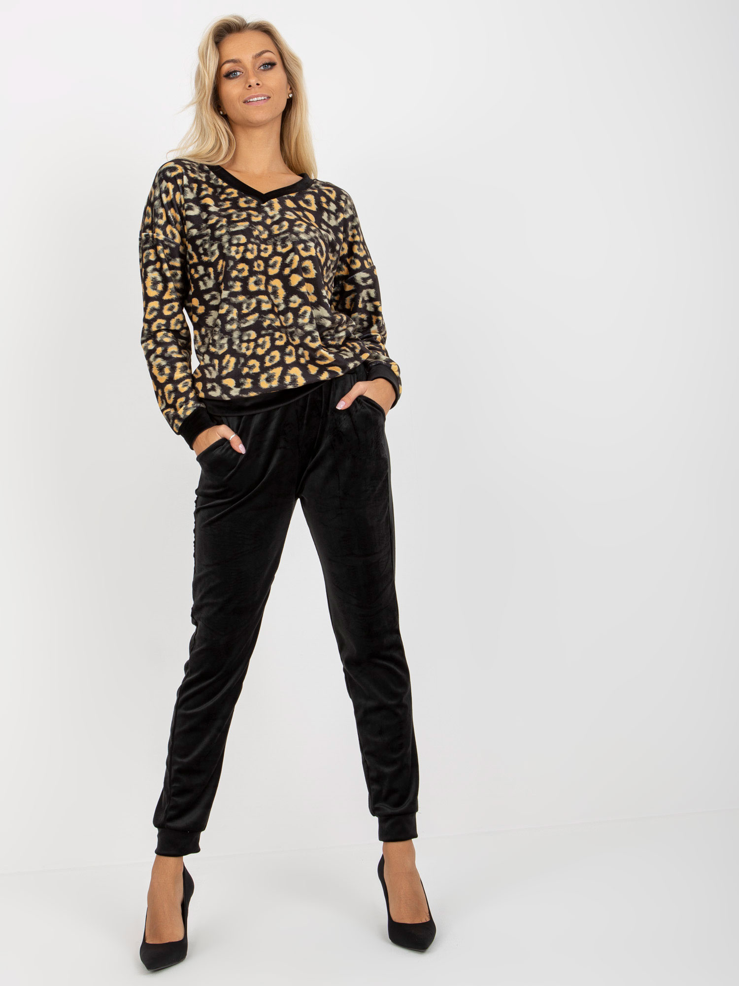 Leopardí komplet so vzorovanou mikinou -WN-KMPL-8141-1.01P Veľkosť: S