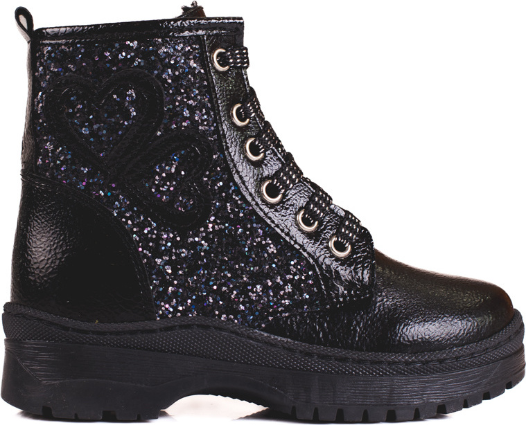 Čierne dievčenské členkové topánky s trblietkami 22-61061B Veľkosť: 26