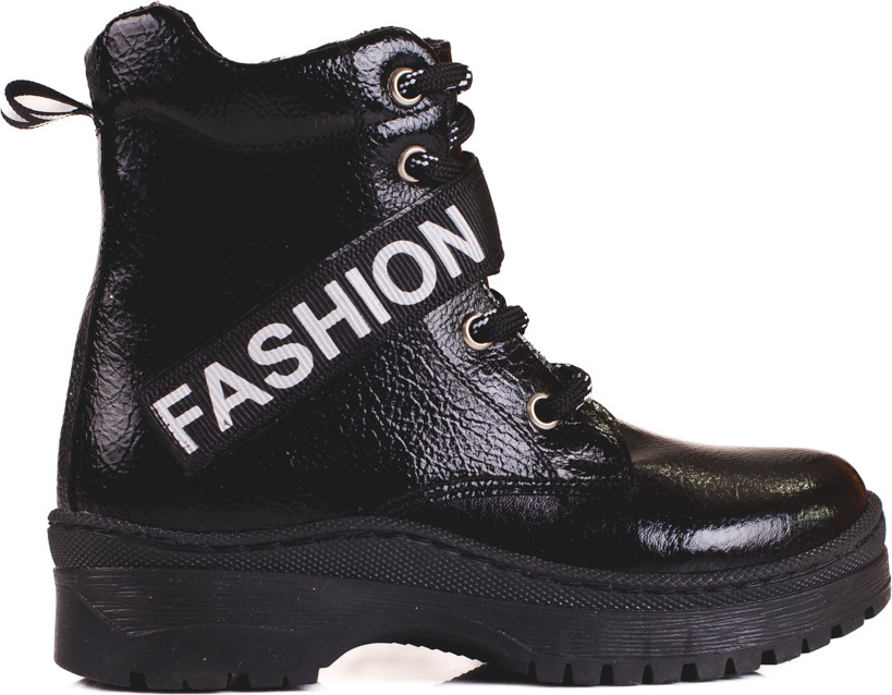 Čierne dievčenské lakované workery 22-61064B Veľkosť: 26