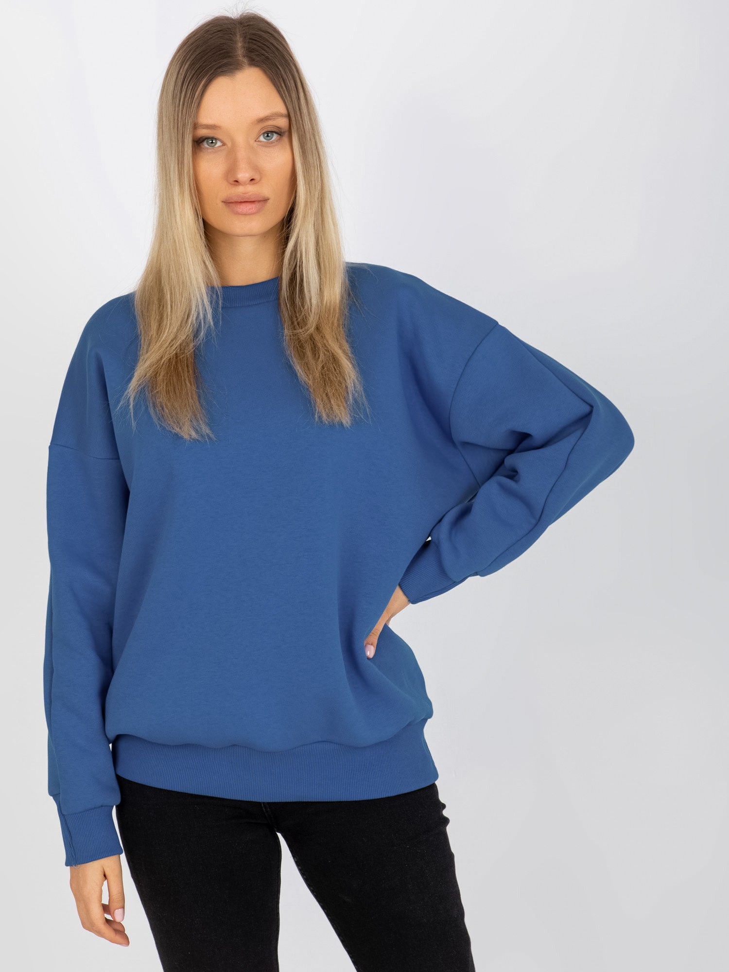 Modrá basic mikina ku krku -RV-BL-8360.80P-blue Veľkosť: ONE SIZE