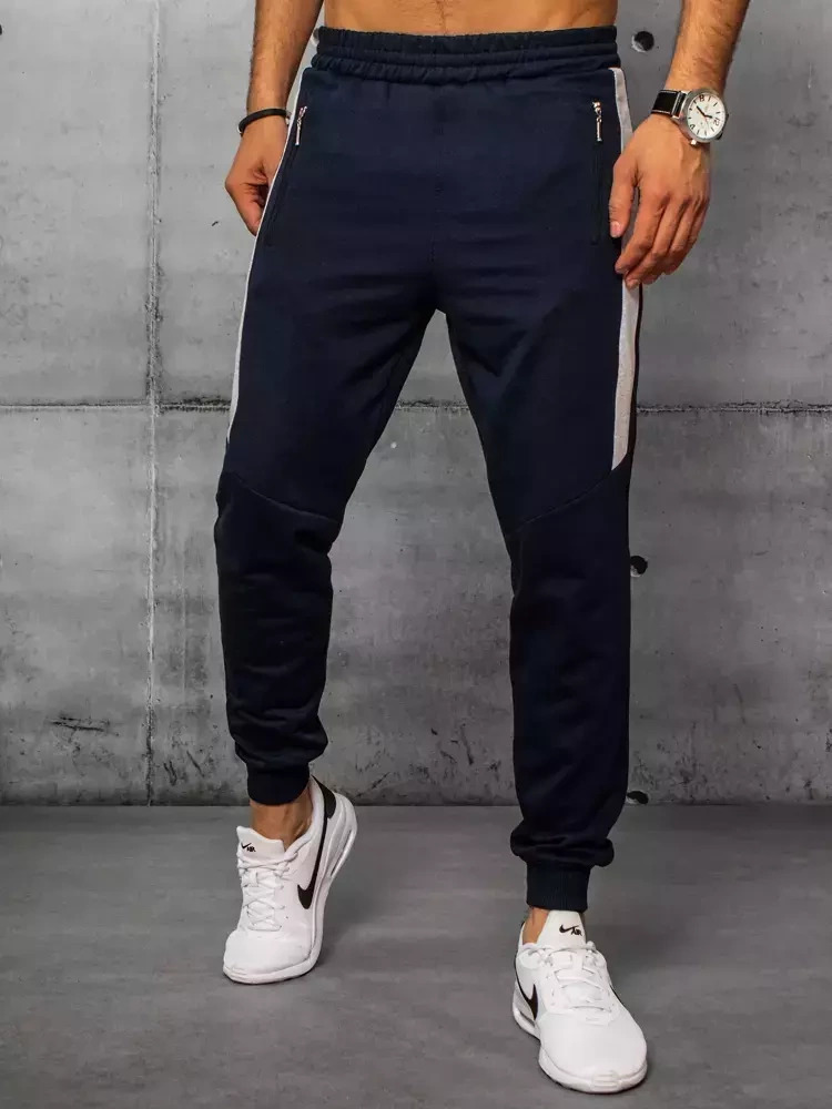 Tmavomodré pánske tepláky s pruhmi UX3239 Veľkosť: XL