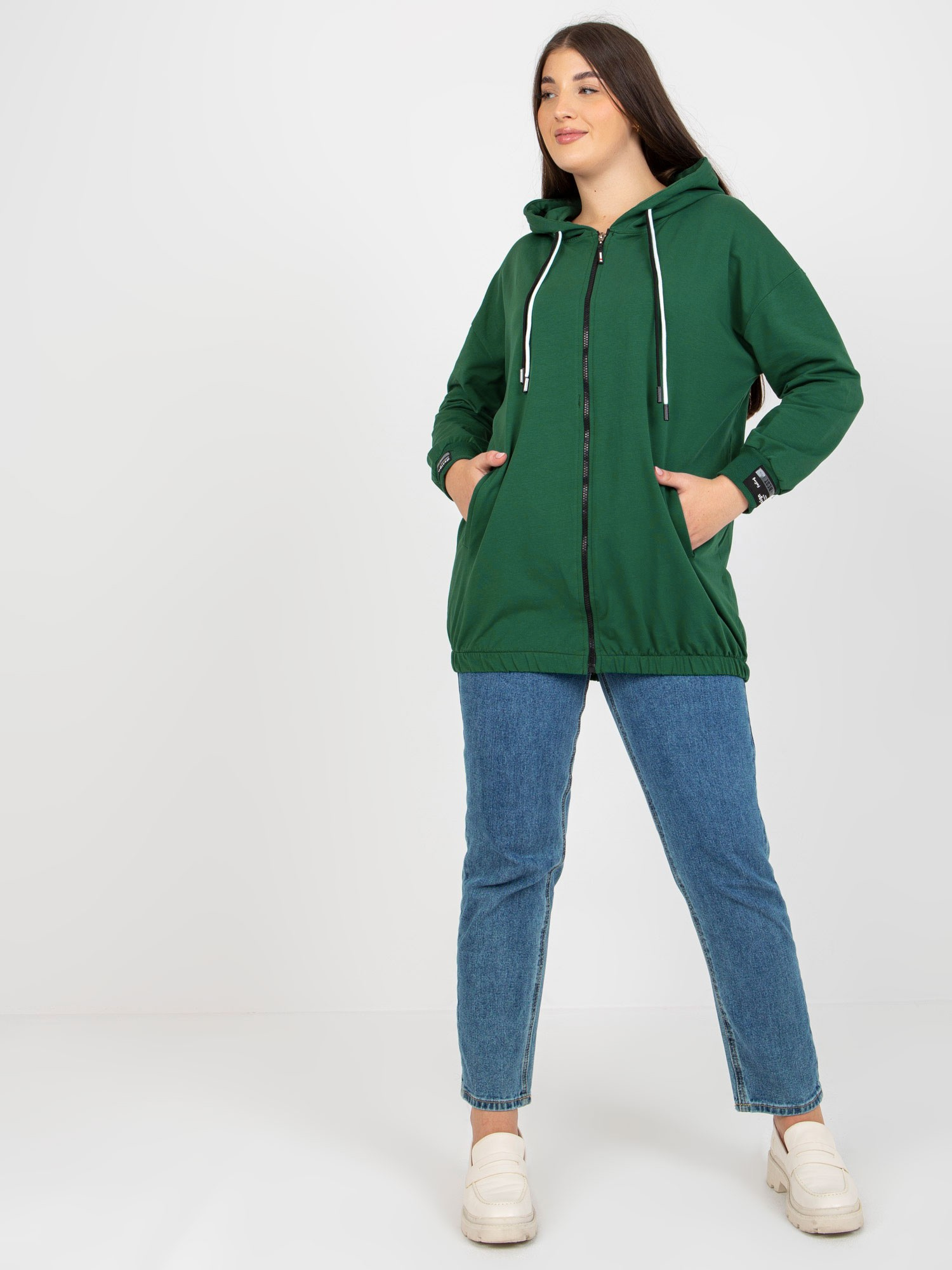 Tmavozelená mikina ESSENTIALS -RV-BL-8277.28-dark green Veľkosť: ONE SIZE