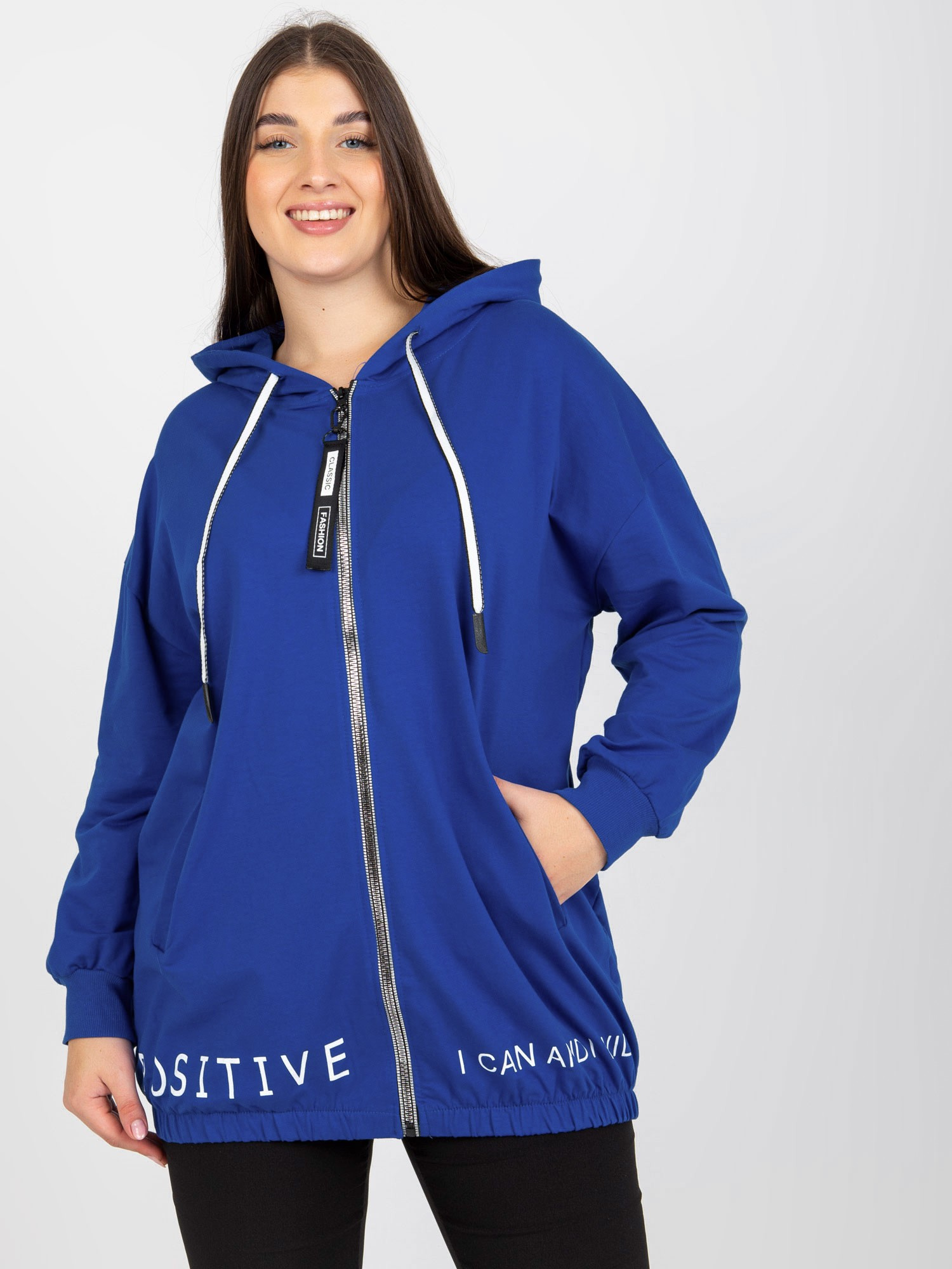 Modrá mikina na zips -RV-BL-8302.78-dark blue Veľkosť: ONE SIZE