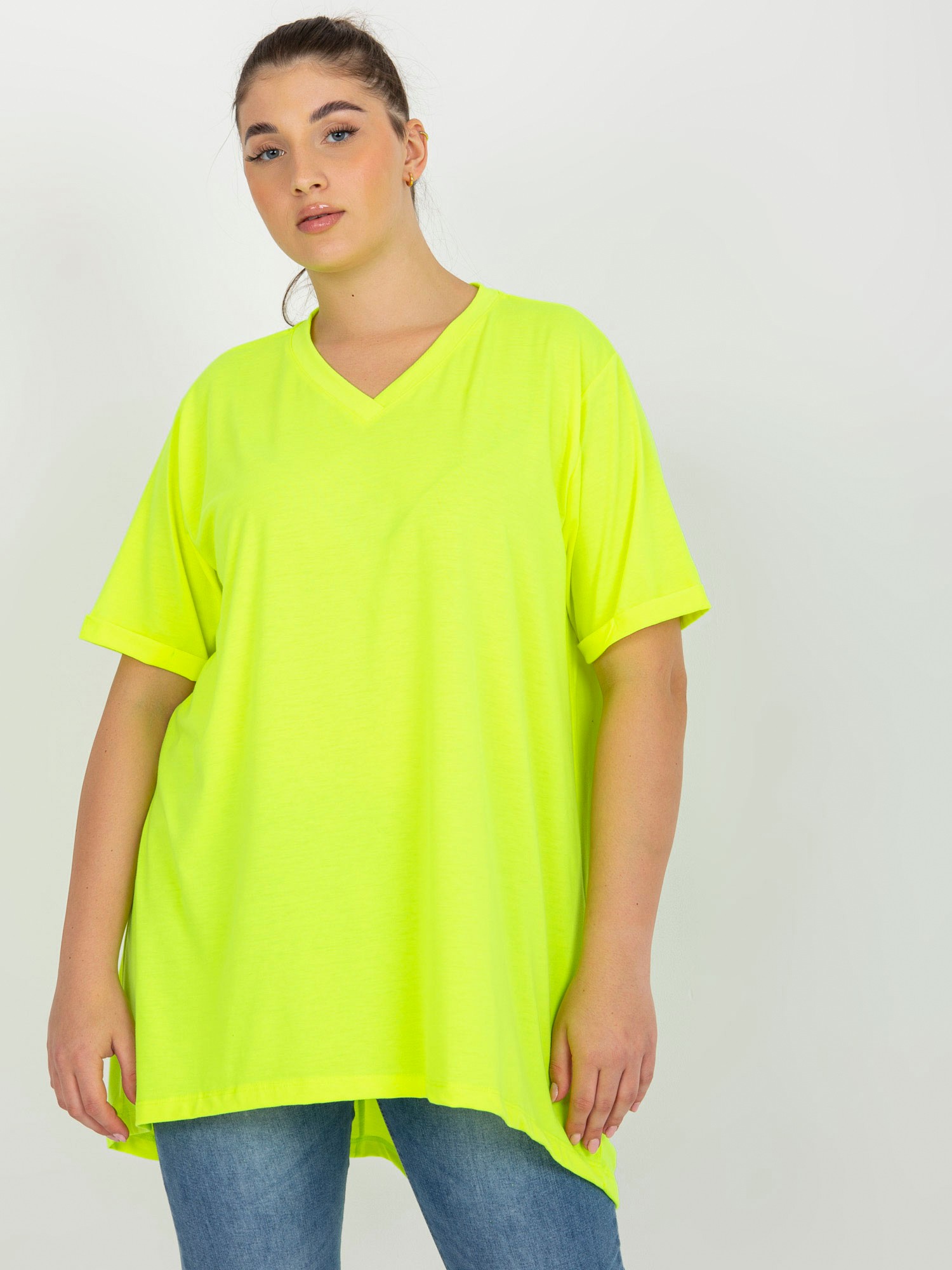 NEÓNOVO ŽLTÉ DLHÉ TRIČKO -RV-BZ-7854.91-FLUO YELLOW Veľkosť: ONE SIZE