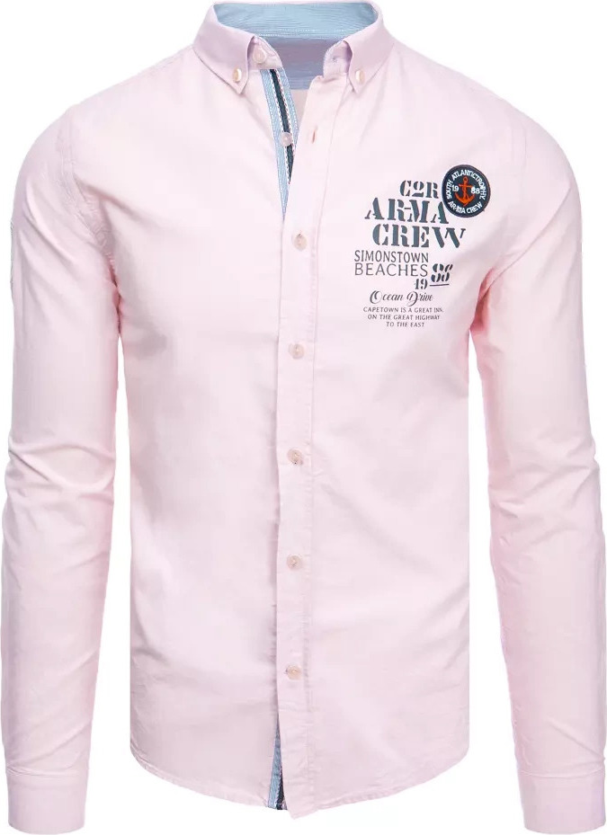 Svetloružová košeľa s potlačou DX2299 Veľkosť: M