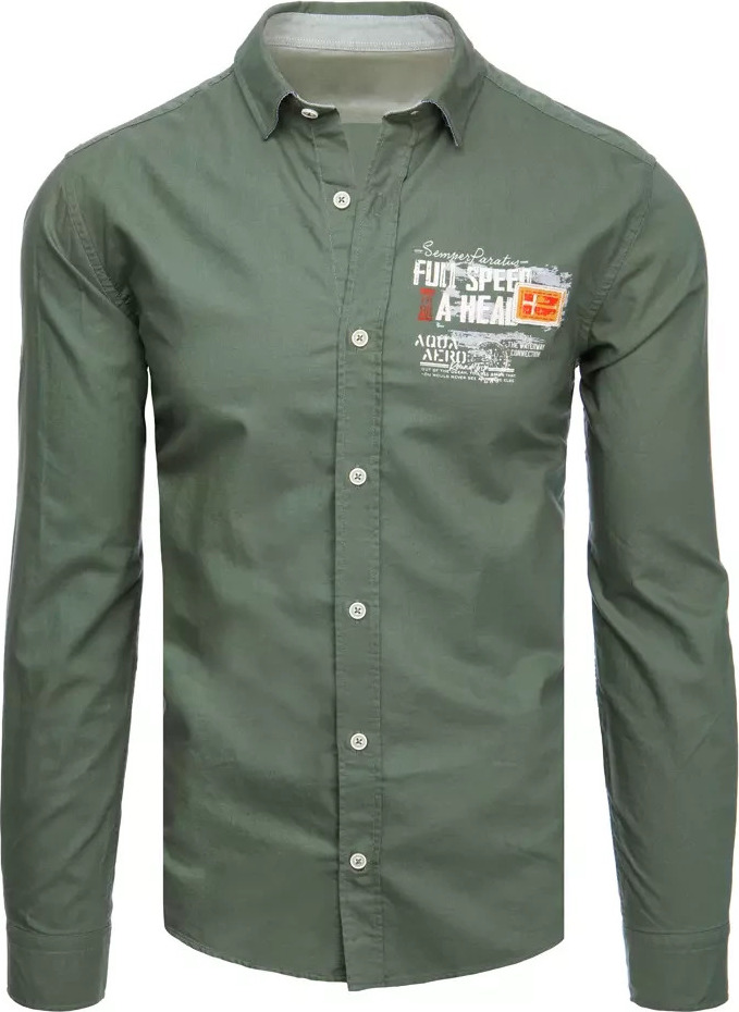 Zelená košeľa s potlačou DX2277 Veľkosť: M