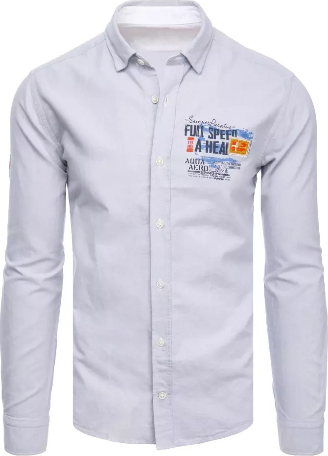 Svetlosivá košeľa s potlačou DX2278 Veľkosť: L