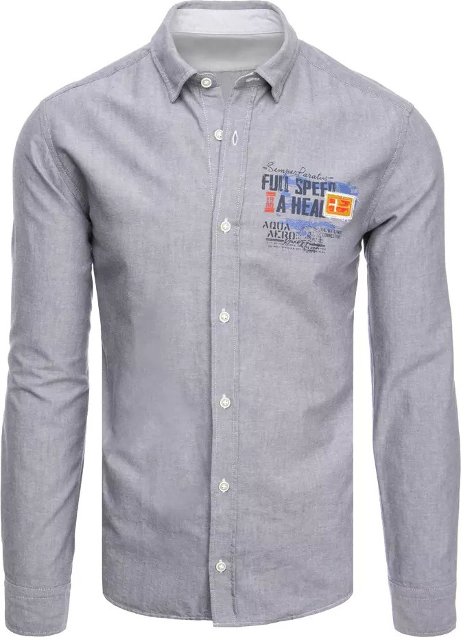 Sivá košeľa s potlačou DX2286 Veľkosť: M