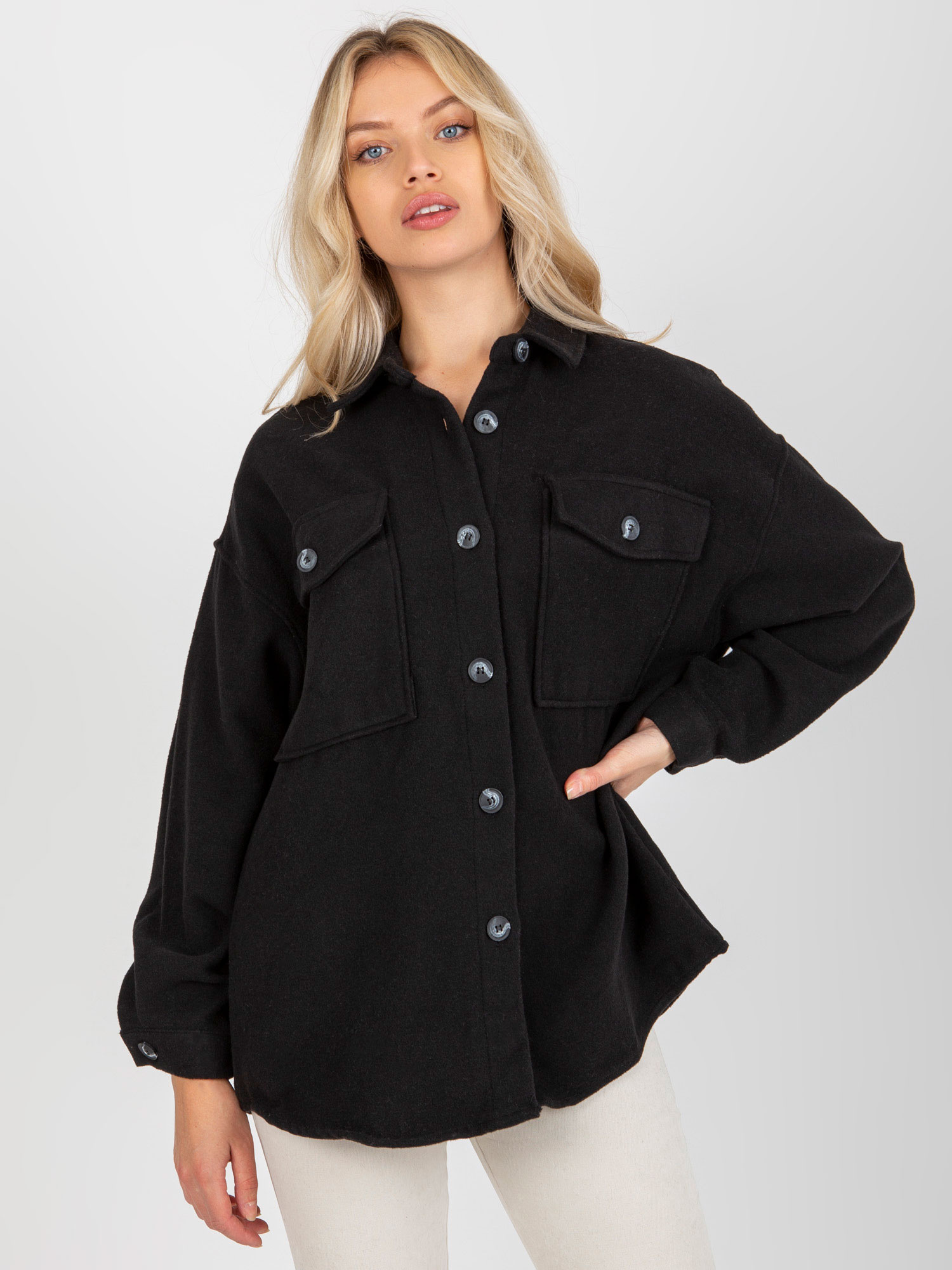 Čierna dámska teplá košeľa DN-KS-4005.99P-black Veľkosť: S