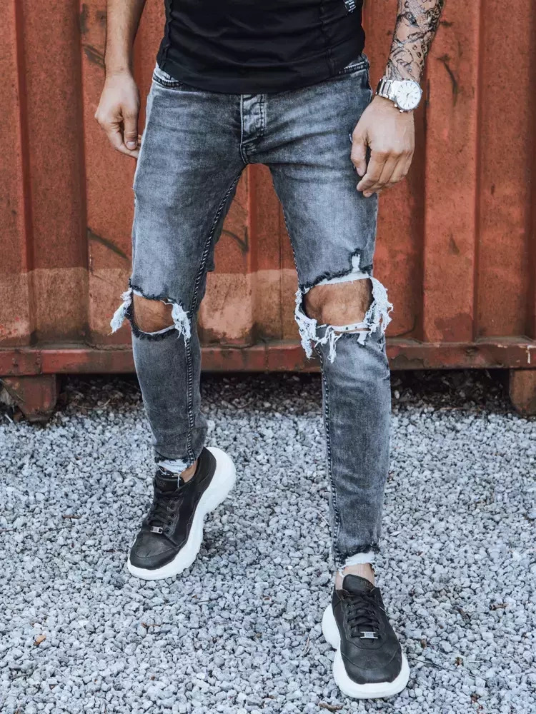 Tmavosivé pánske roztrhané džínsy UX3835 Veľkosť: 30