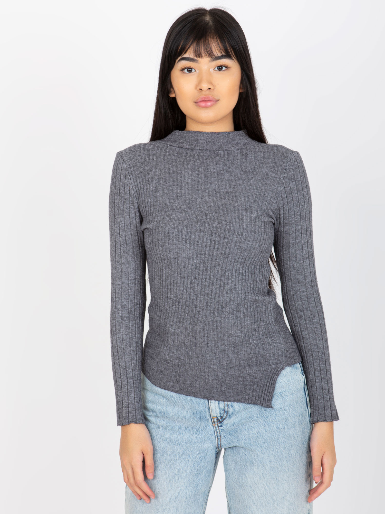 Tmavosivý asymetrický sveter VI-SW-20298.41P-dark gray Veľkosť: ONE SIZE