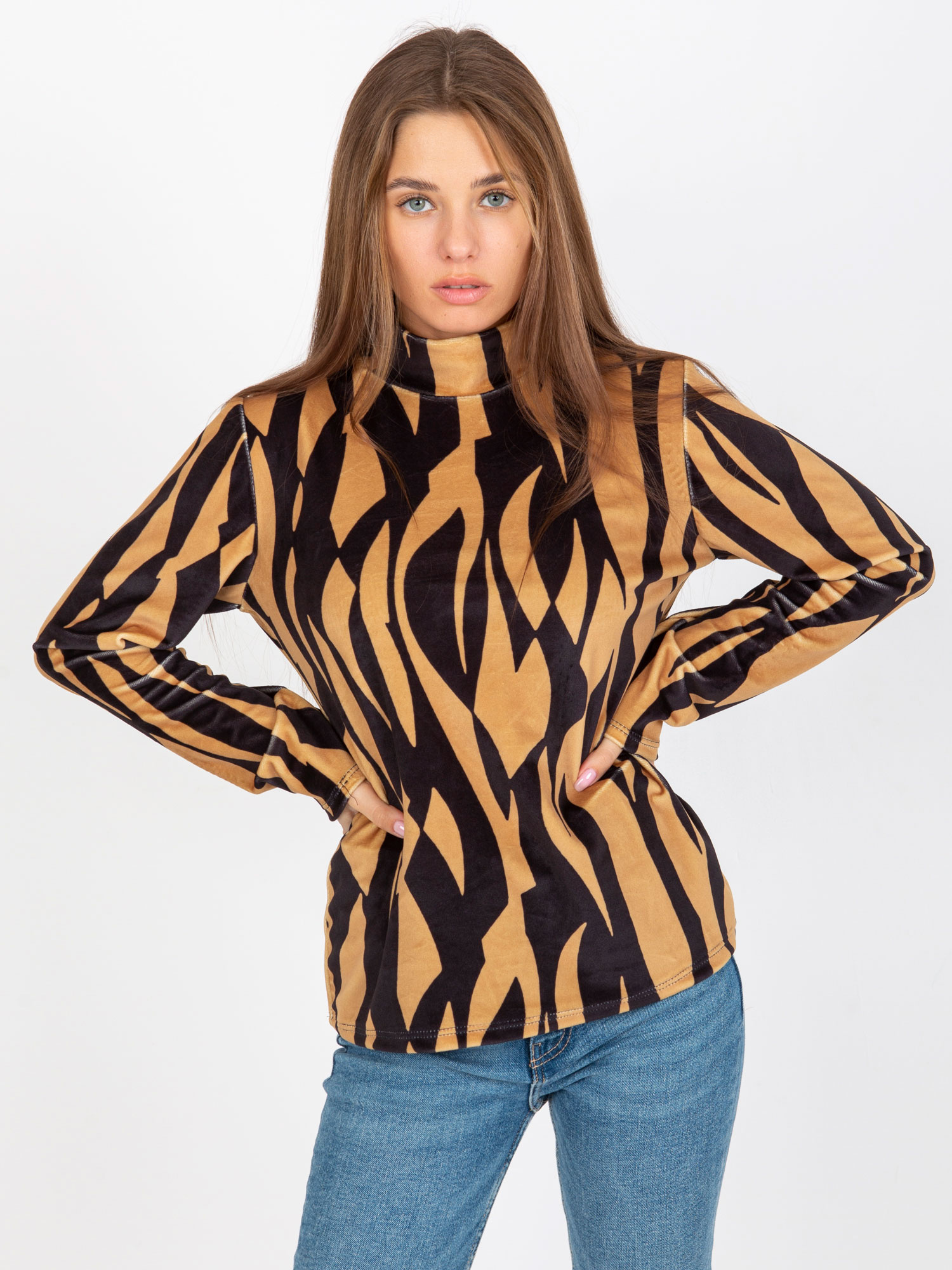 Béžovo-čierny rolák so vzormi -RP-BZ-8187-1.02X-pattern Veľkosť: ONE SIZE