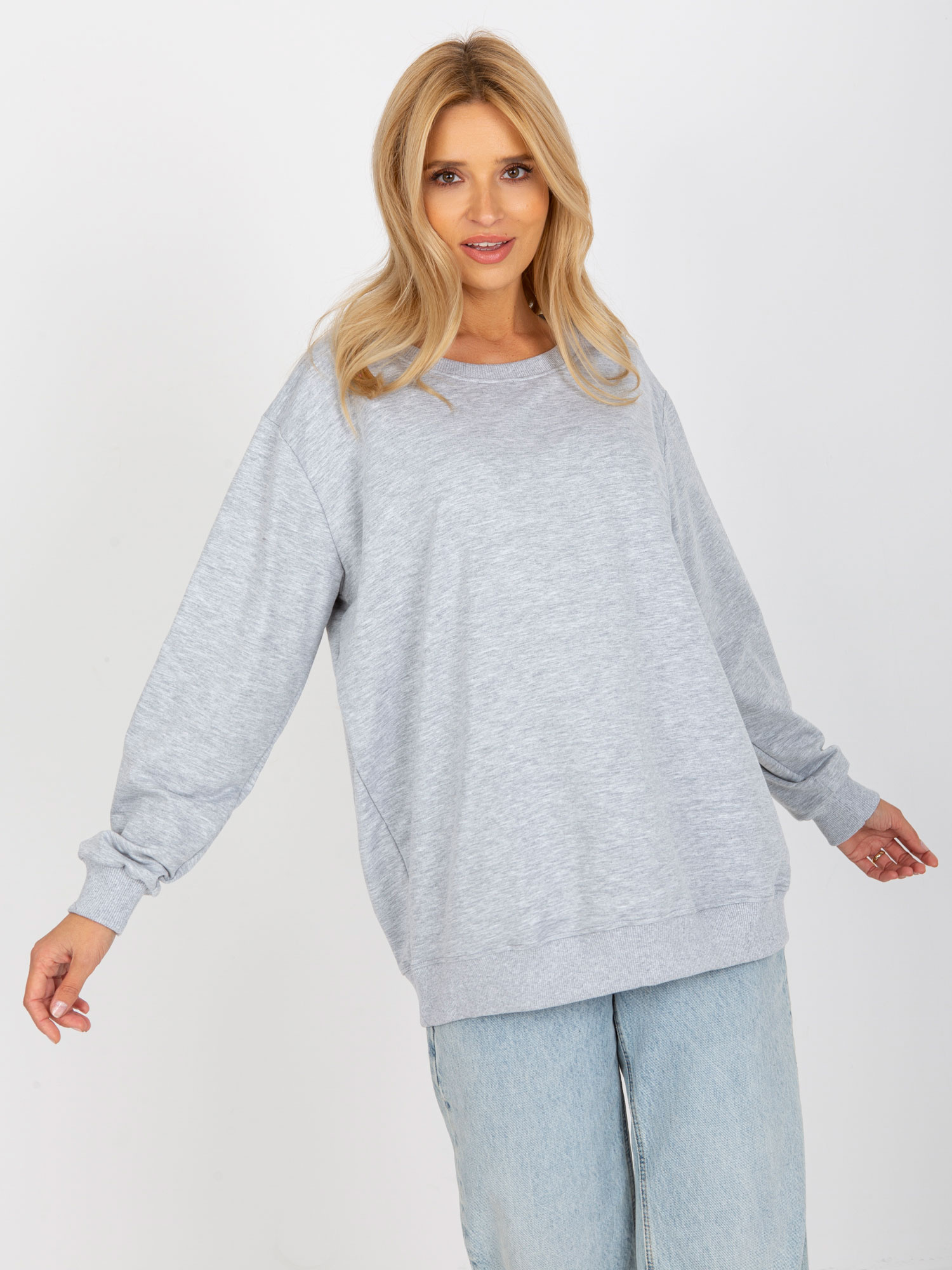 Svetlosivá basic mikina VI-BL-094.03P-grey Veľkosť: ONE SIZE
