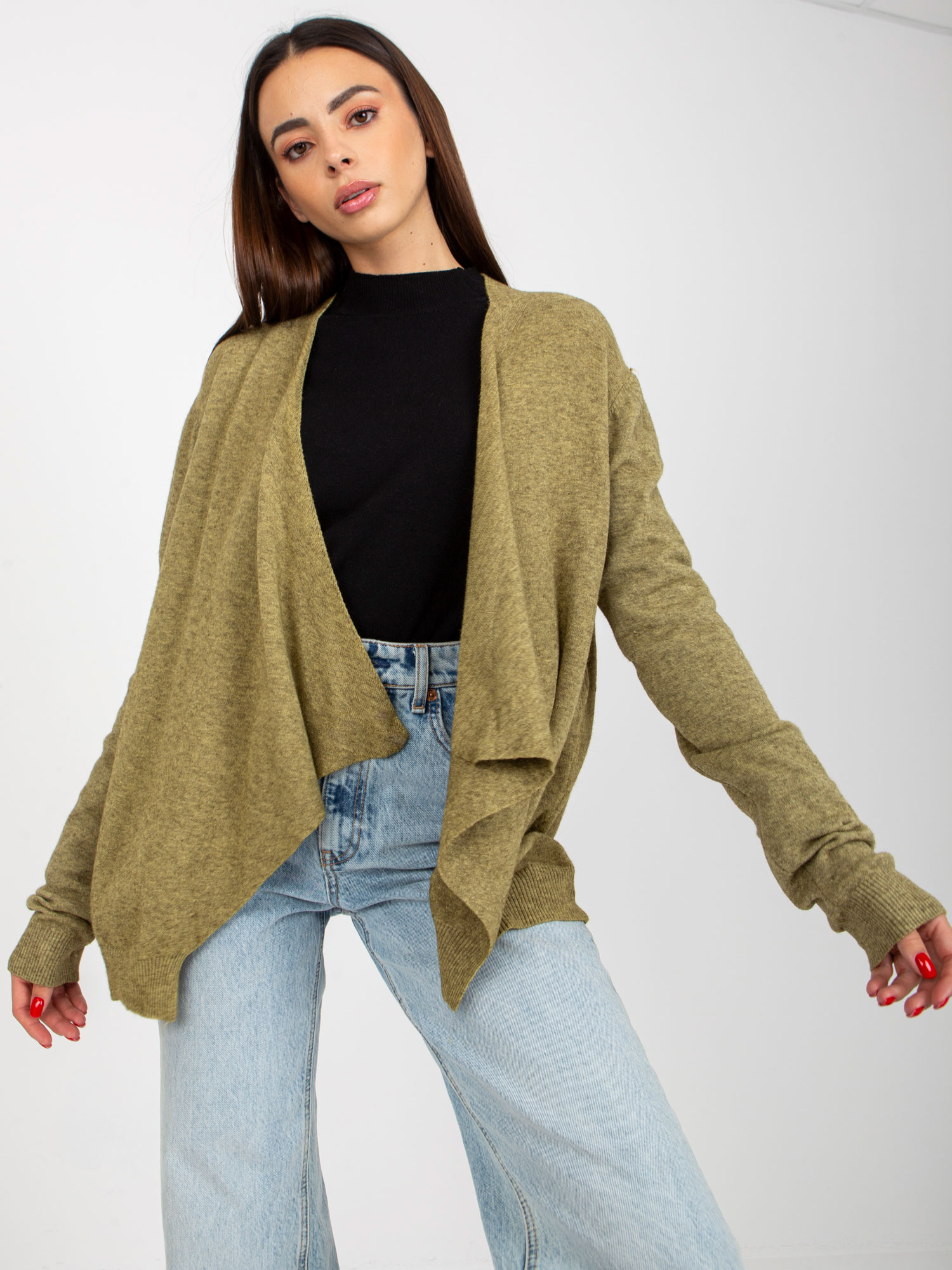 Zelený krátky kardigan -VI-SW-17308.60P-khaki Veľkosť: ONE SIZE