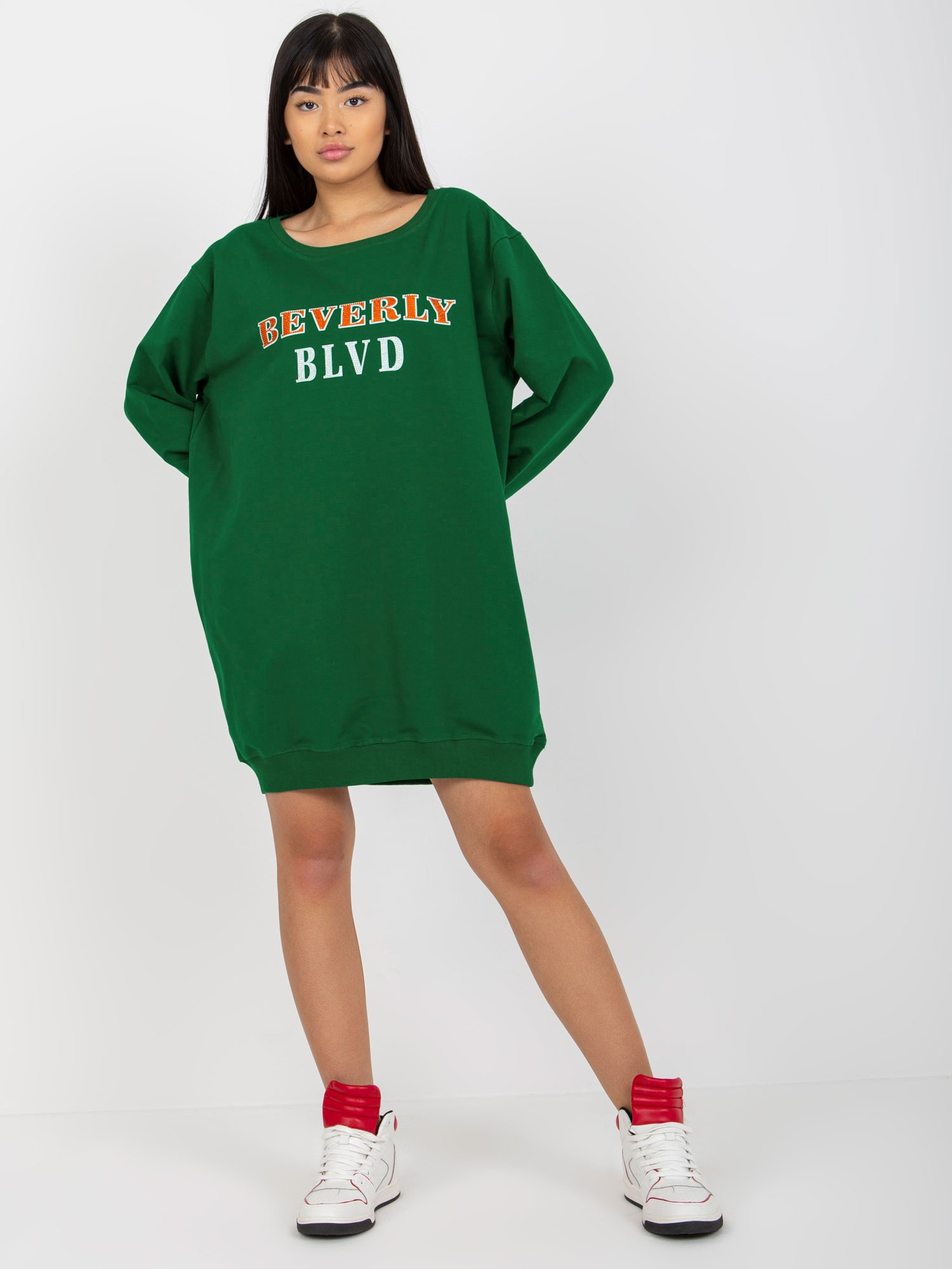 Tmavozelená dlhá mikina BEVERLY VI-BL-3075.64P-dark green Veľkosť: ONE SIZE