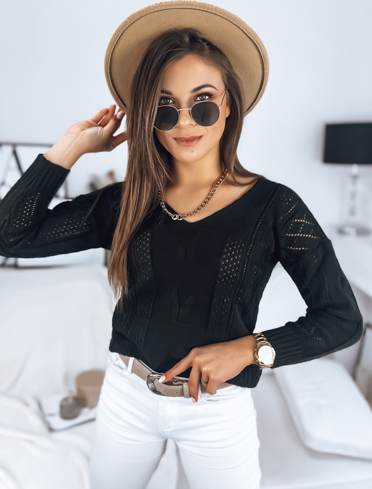 Čierny pletený sveter DARIA MY1722 Veľkosť: ONE SIZE