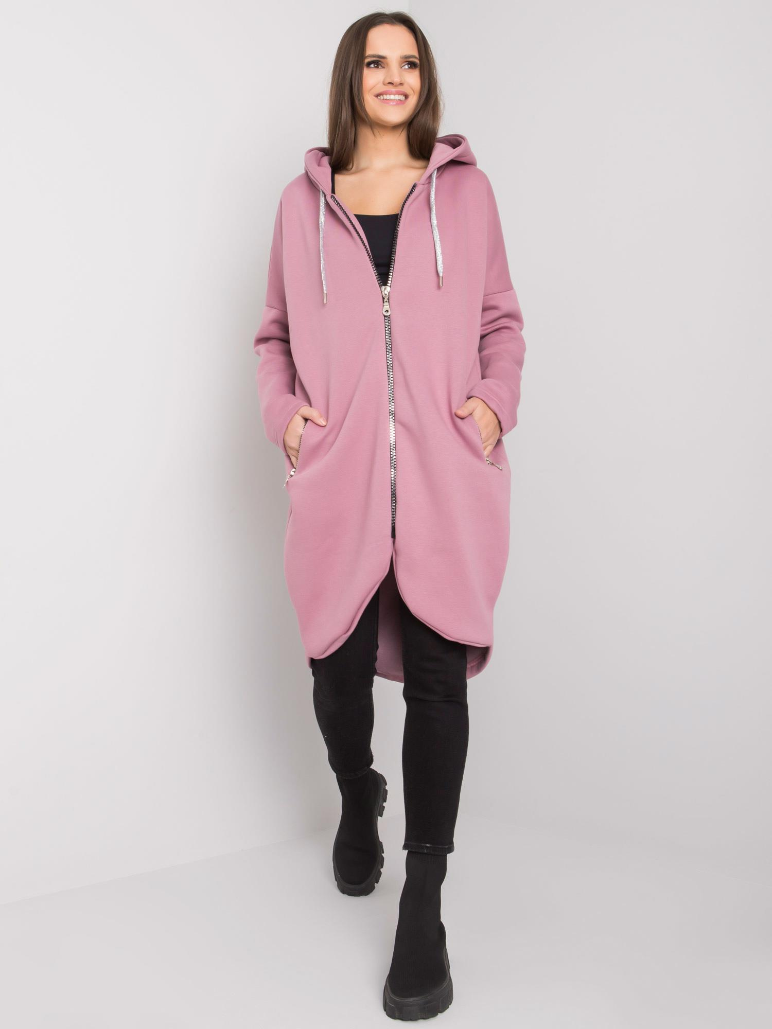 Ružová dámska dlhá mikina na zips RV-BL-5775.17X-pink Veľkosť: L/XL