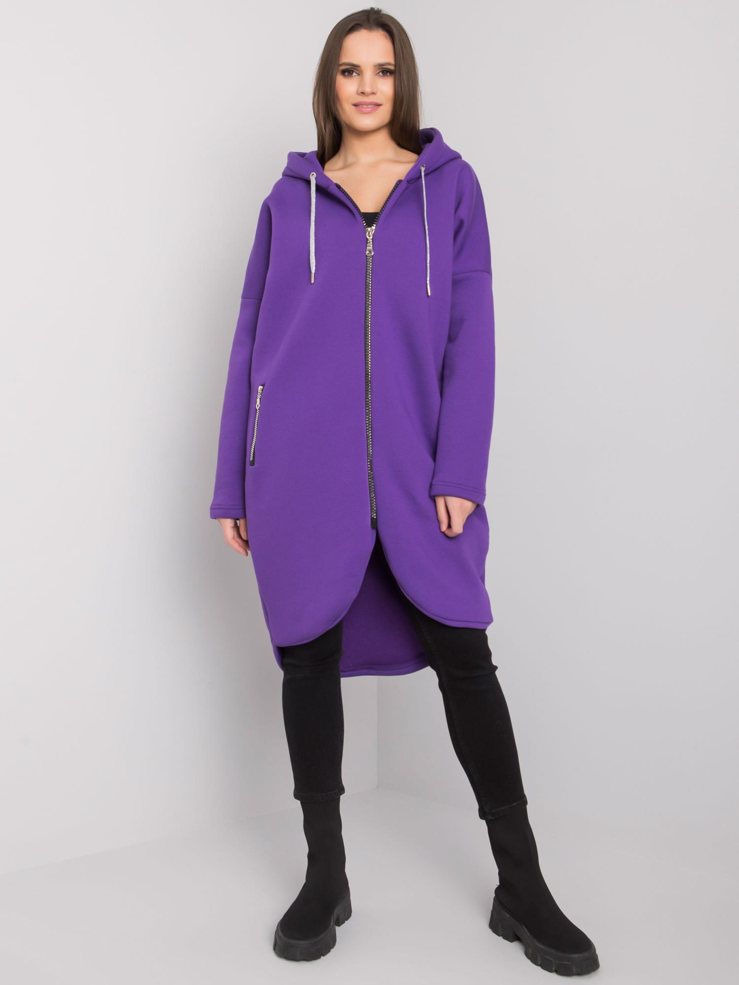 FIALOVÁ DÁMSKA DLHÁ MIKINA NA ZIPS RV-BL-5775.17X-PURPLE Veľkosť: L/XL