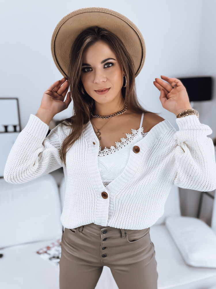 Krémový sveter MINSTRAL na gombíky MY1615 Veľkosť: ONE SIZE