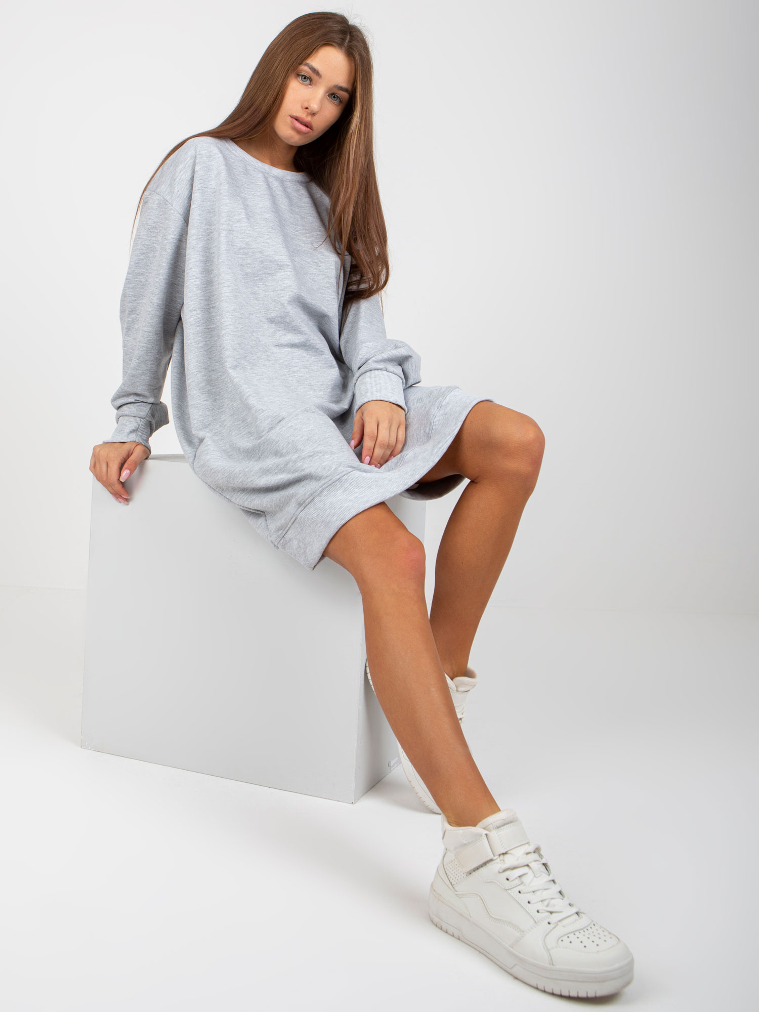 MIKINOVÉ BASIC ŠATY - SIVÁ -VI-BL-095.71P-GREY Veľkosť: ONE SIZE