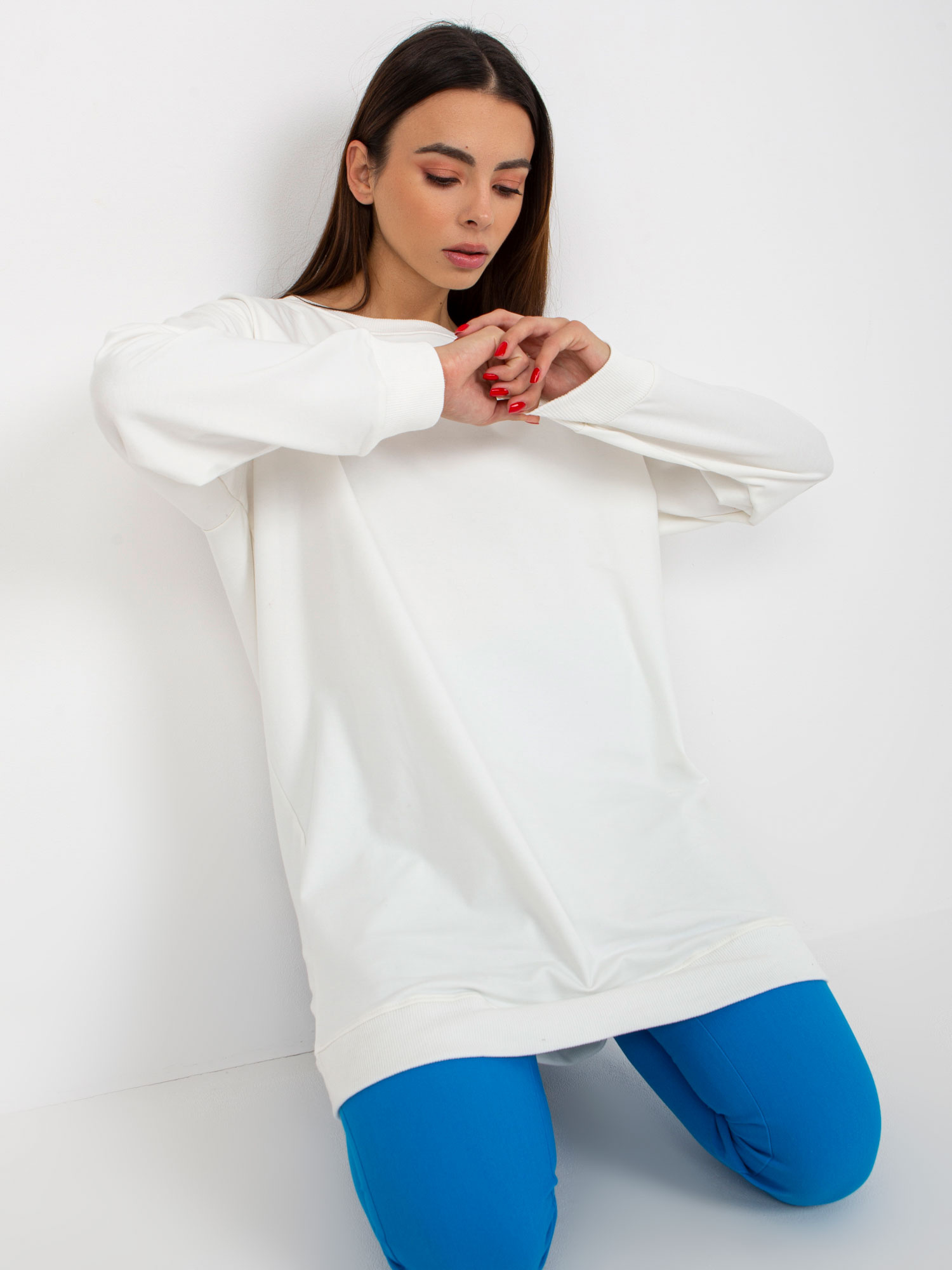 Mikinové basic šaty - smotanová -VI-BL-095.71P-ecru Veľkosť: ONE SIZE