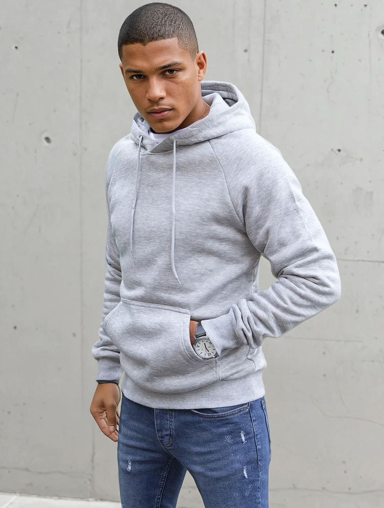 Svetlosivá basic mikina s kapucňou BX5481 Veľkosť: M