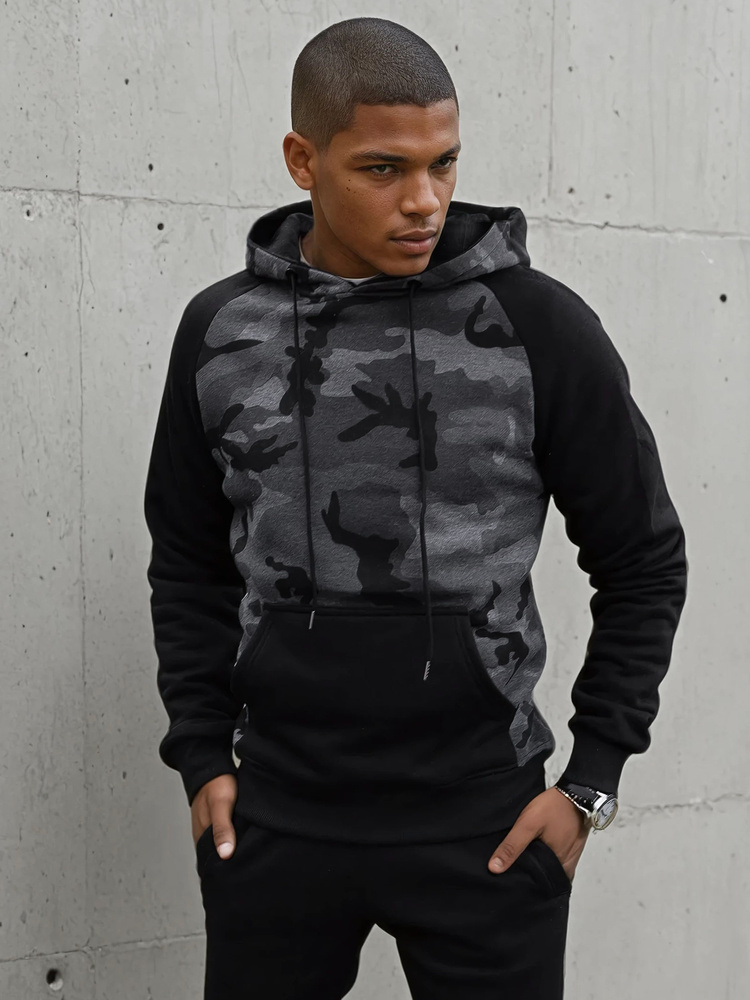 Sivo-čierna camo mikina BX5486 Veľkosť: XL