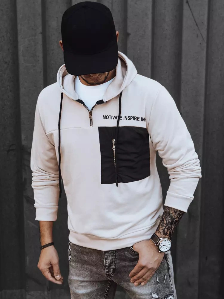Béžová mikina so zipsom BX5464 Veľkosť: M