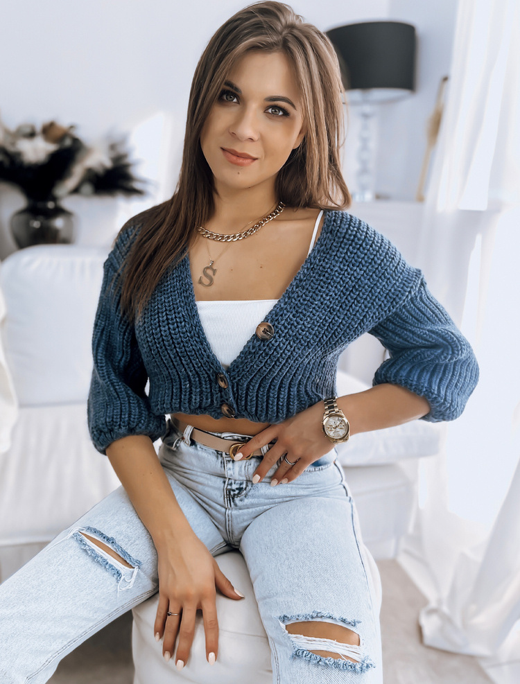 Modrý krátky sveter na gombíky NUTI MY1675 Veľkosť: ONE SIZE