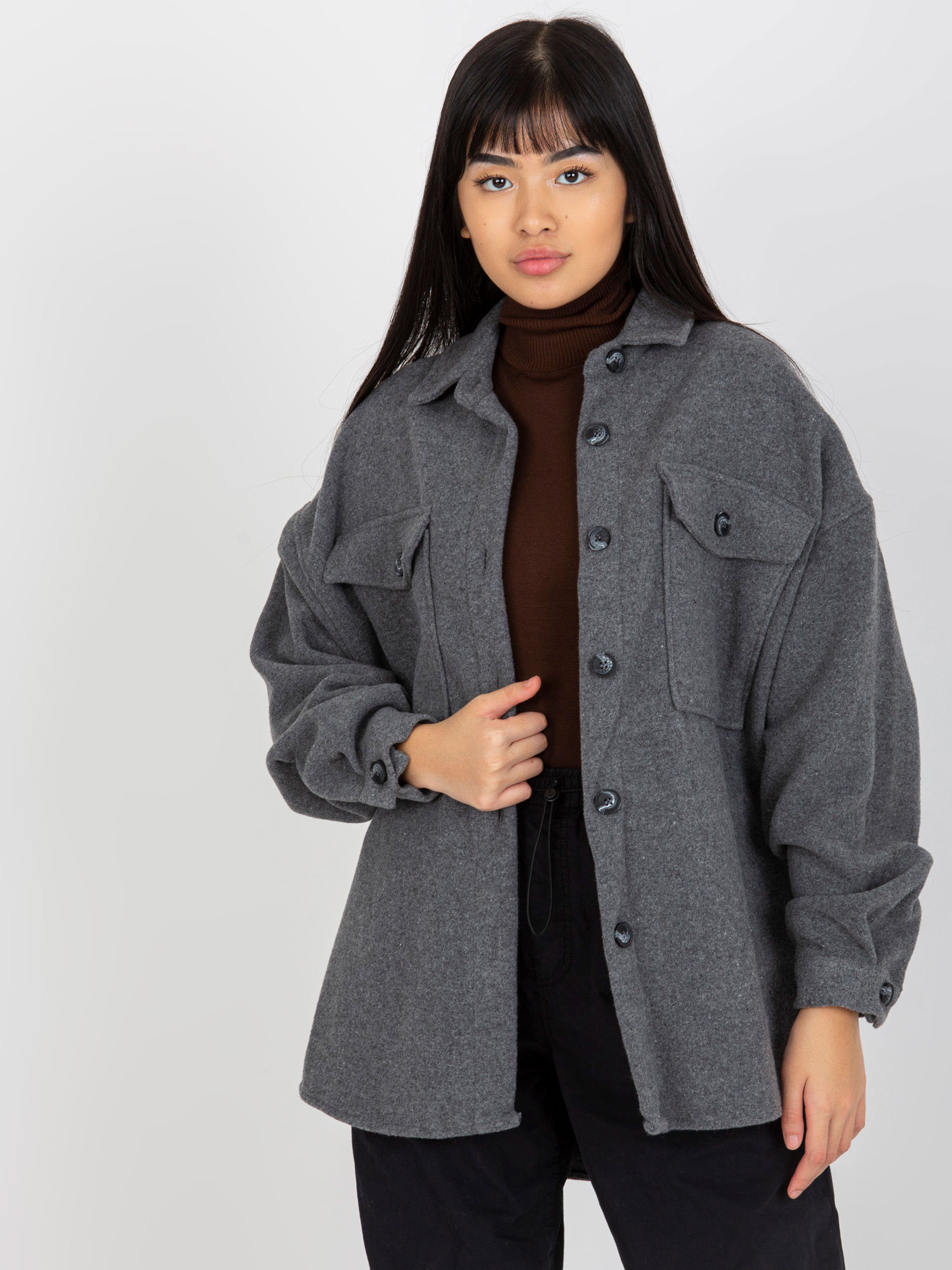 Tmavosivá teplá košeľa DN-KS-4005.99P-dark grey Veľkosť: S