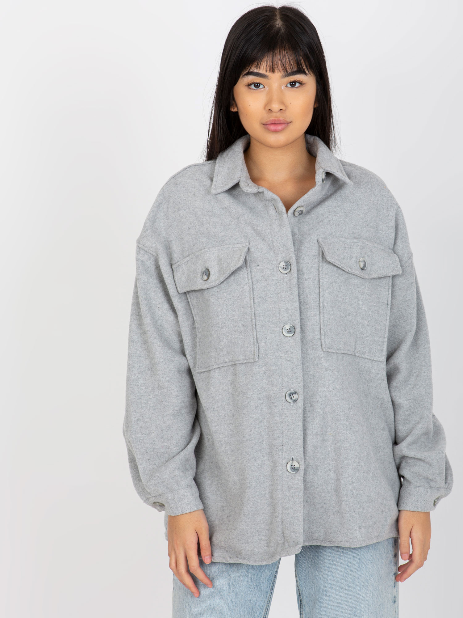 Svetlosivá teplá košeľa DN-KS-4005.99P-grey Veľkosť: S