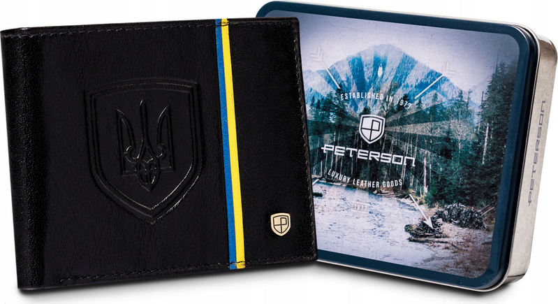 Peterson Čierna peňaženka s modro-žltým pruhom PTN 1517-P-UP UA-BLA Veľkosť: ONE SIZE
