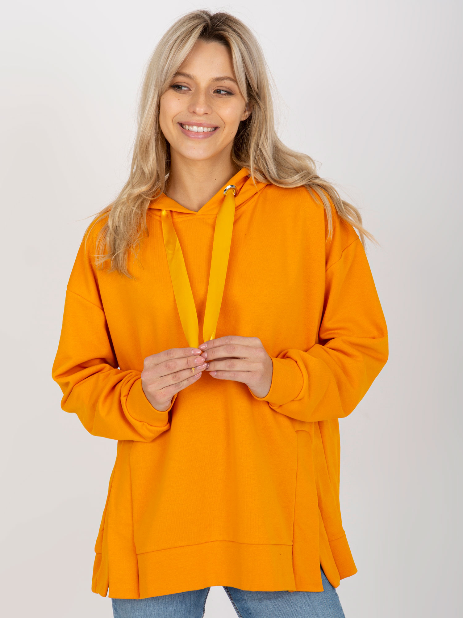 Tmavožltá oversize mikina -EM-BL-402.15P-dark yellow Veľkosť: S