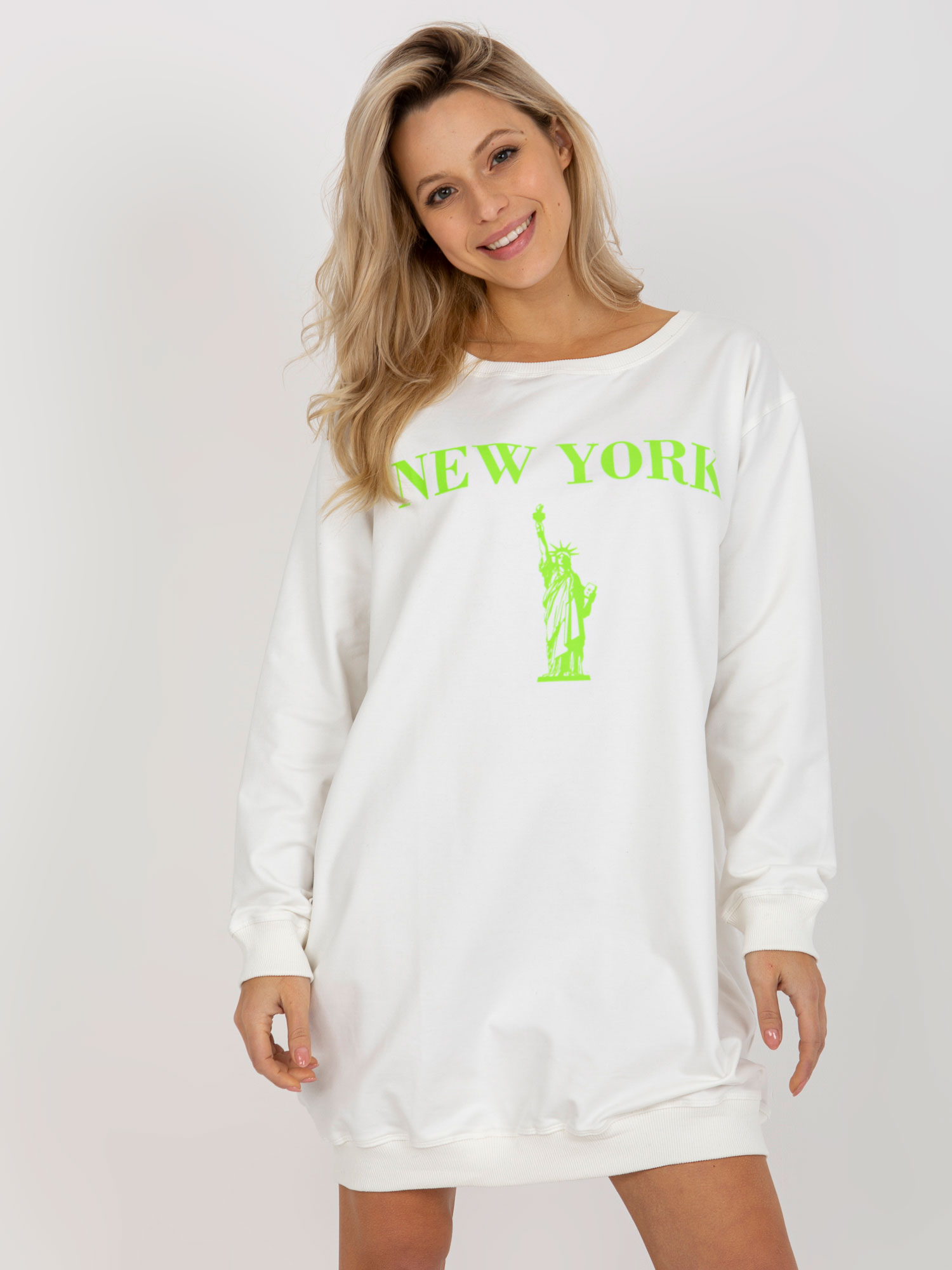 SMOTANOVÉ MIKINOVÉ ŠATY NEW YORK -VI-BL-3212.15X-ECRU Veľkosť: ONE SIZE