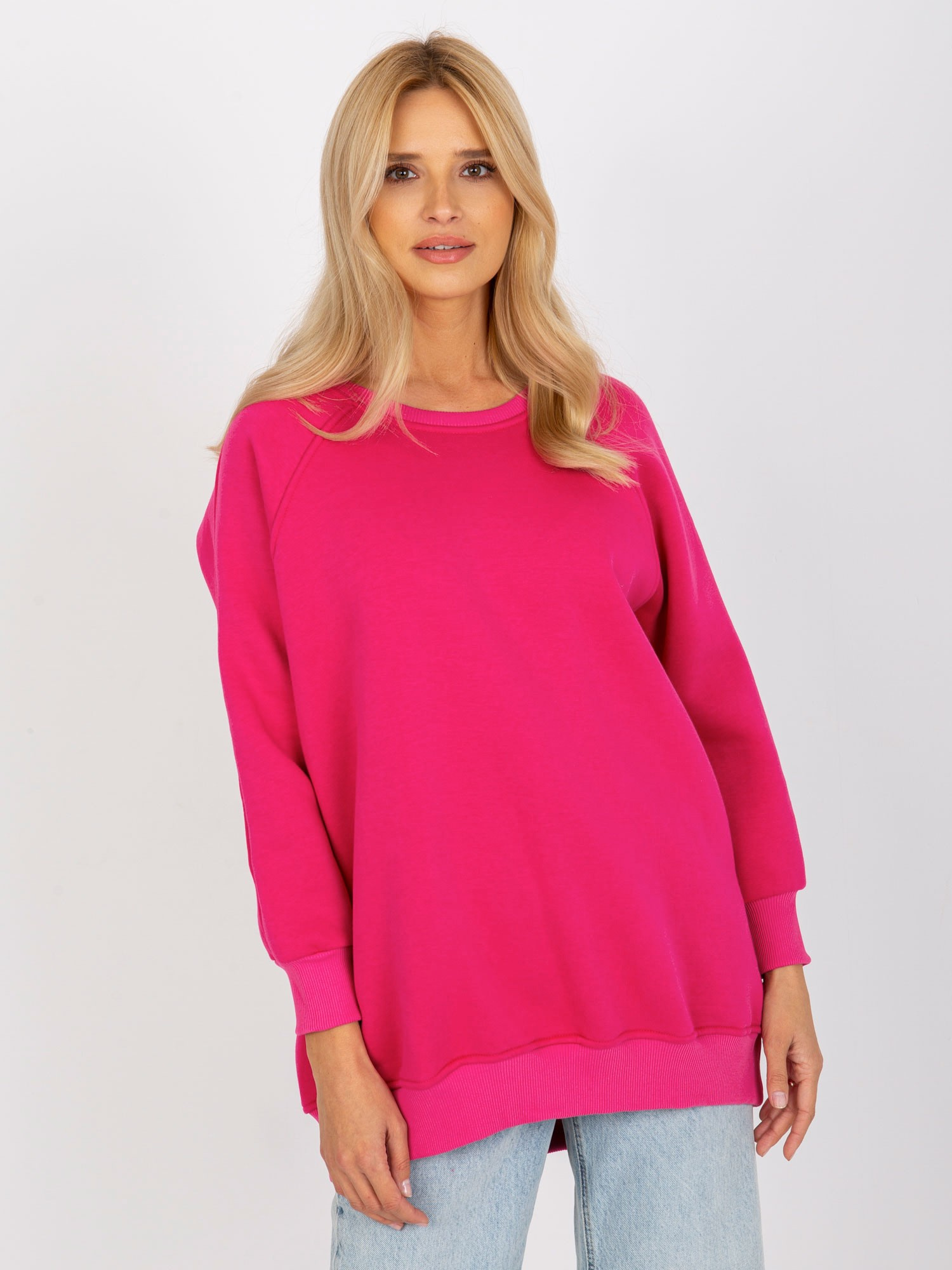 Fuchsiové dámske mikinové šaty EM-BL-U623.63P-fuchsia Veľkosť: ONE SIZE