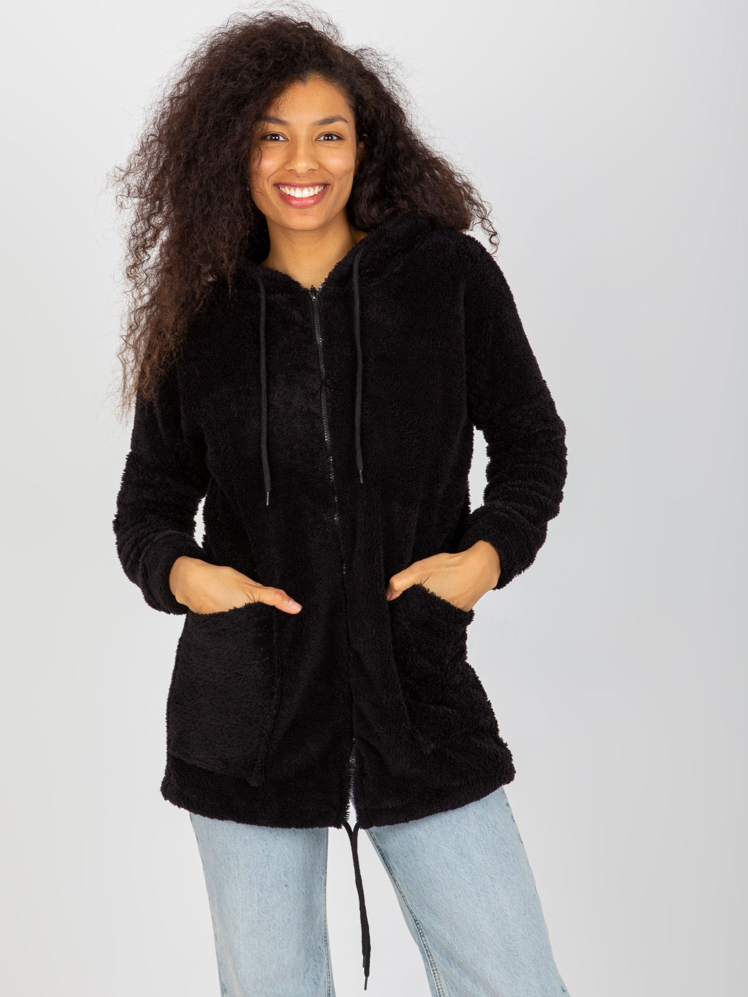 Čierna teddy mikina RV-BL-8435.96P-black Veľkosť: L/XL