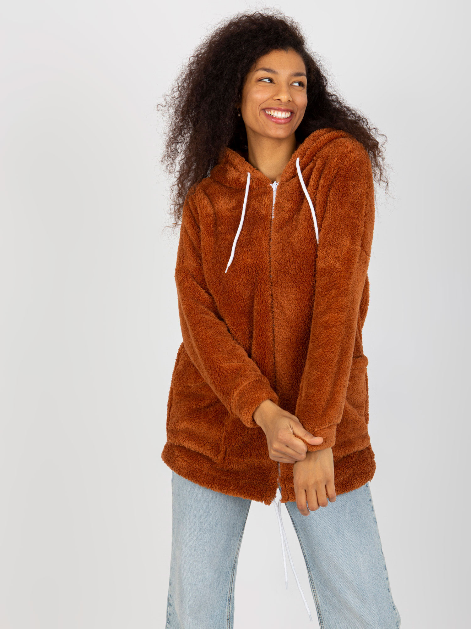 Hnedá teddy mikina RV-BL-8435.96P-light brown Veľkosť: S/M