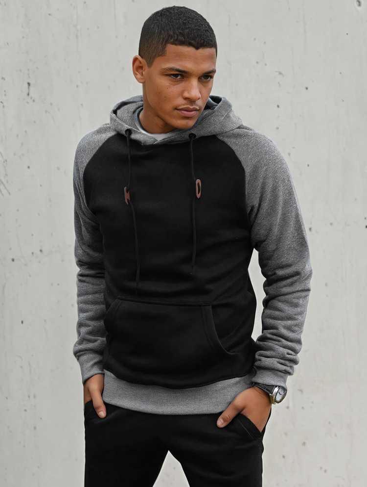 Čierno-sivá mikina s kapucňou BX5488 Veľkosť: M