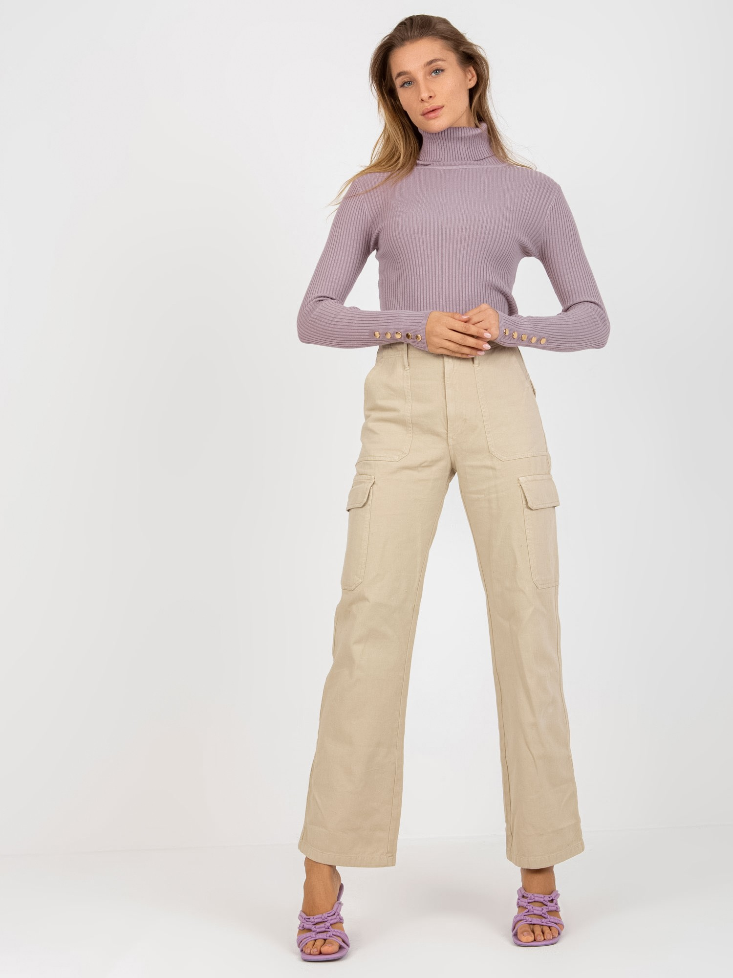 Svetlofialový rebrovaný rolák NM-SW-NG-202.08-light purple Veľkosť: L/XL