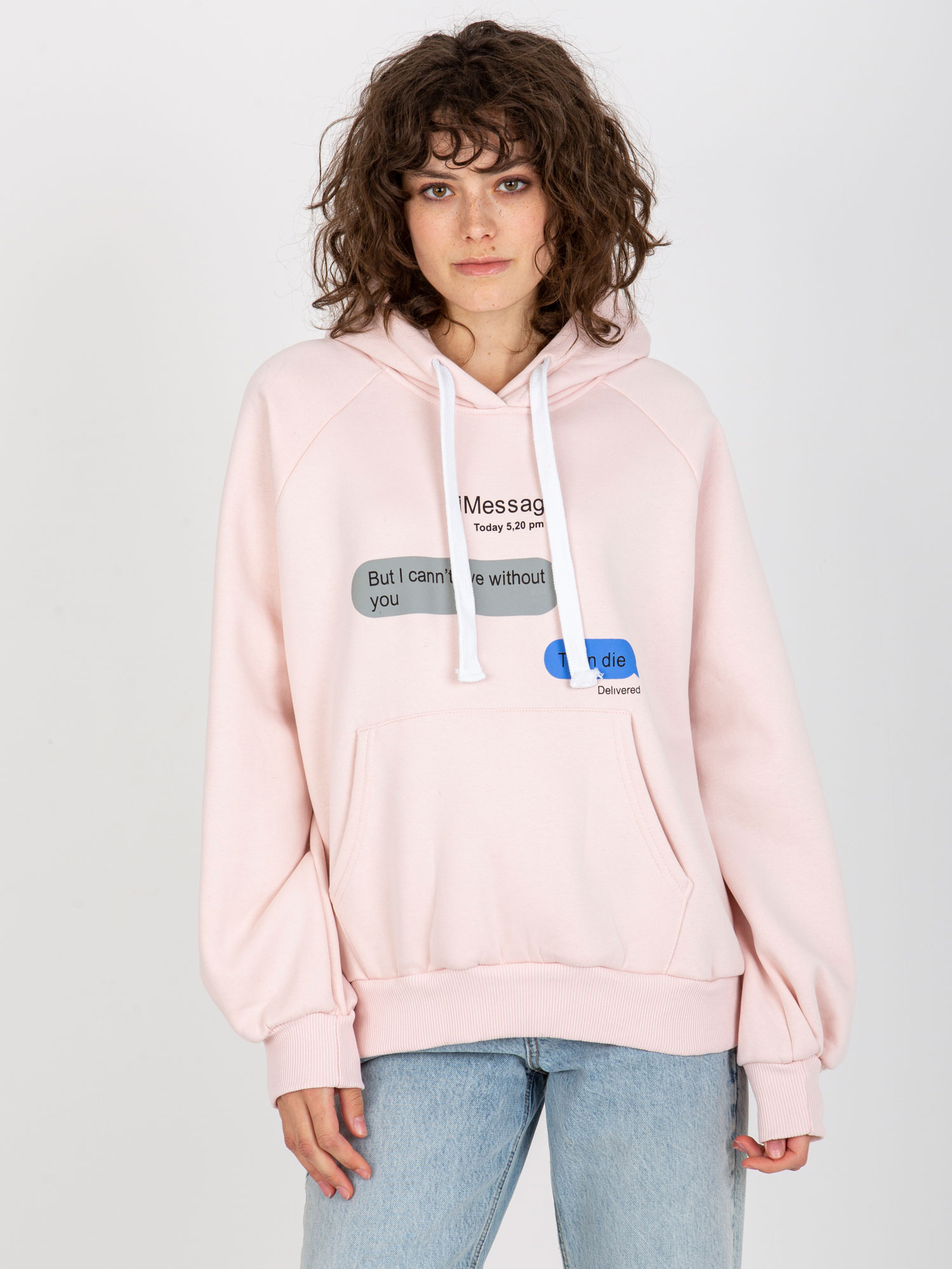 Svetloružová mikina s potlačou -EM-BL-718.39P-light pink Veľkosť: ONE SIZE