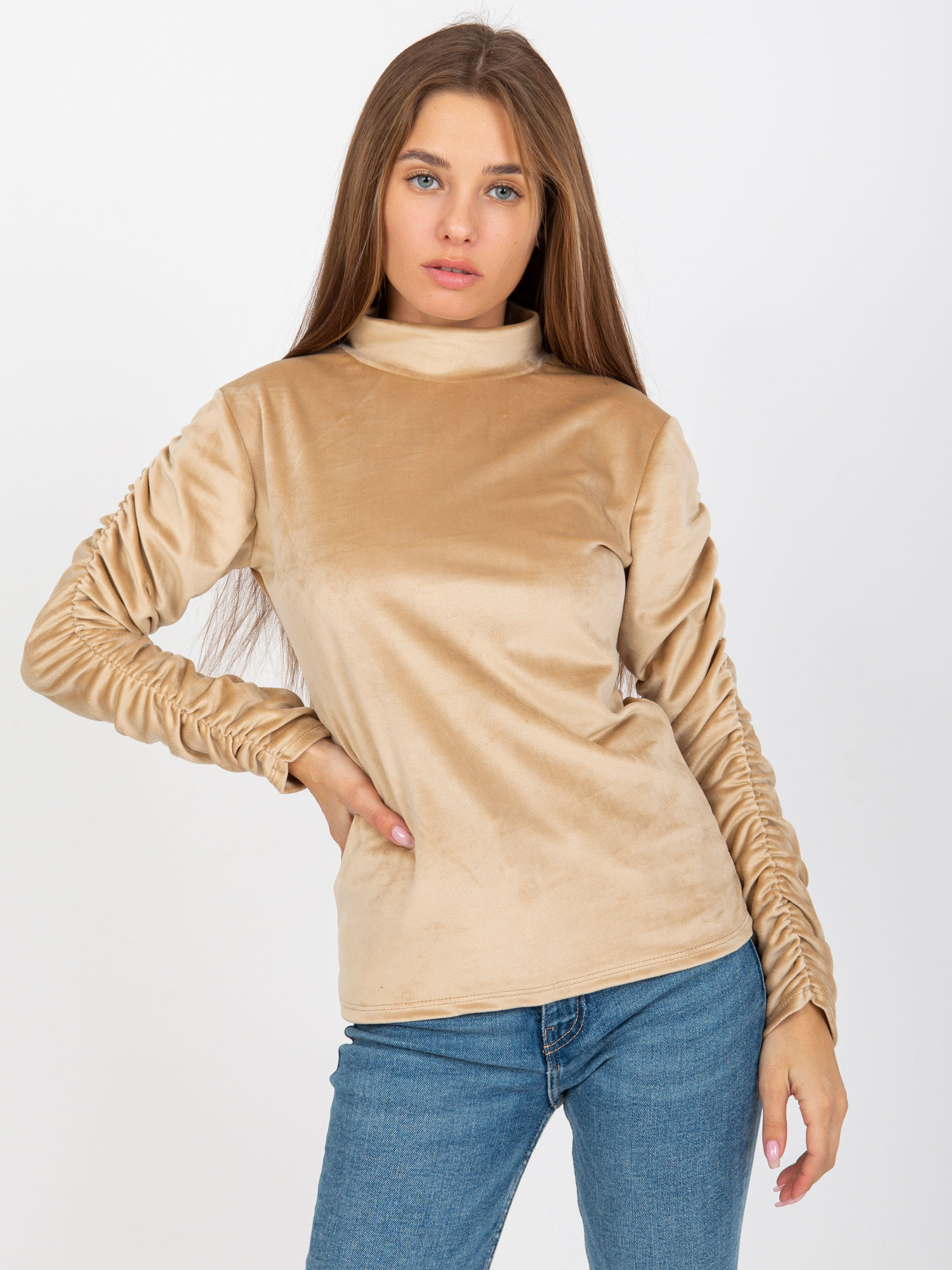 Béžový velúrový rolák -RP-BZ-8181.61P-beige Veľkosť: ONE SIZE