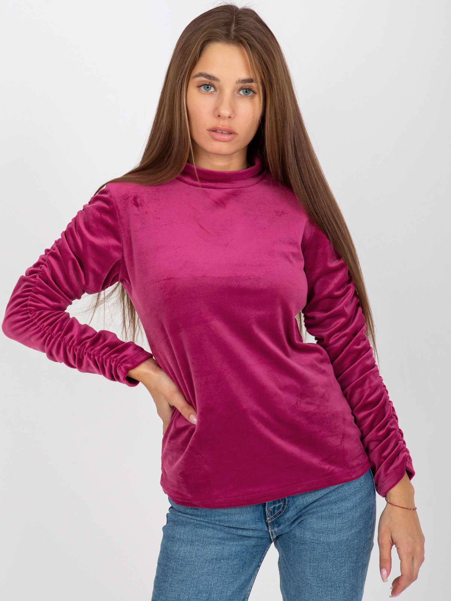 Ružový velúrový rolák -RP-BZ-8181.27P-pink Veľkosť: ONE SIZE