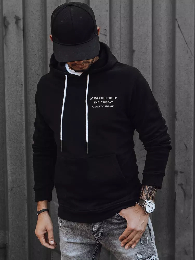 Čierna mikina s potlačou na hrudi BX5463 Veľkosť: M