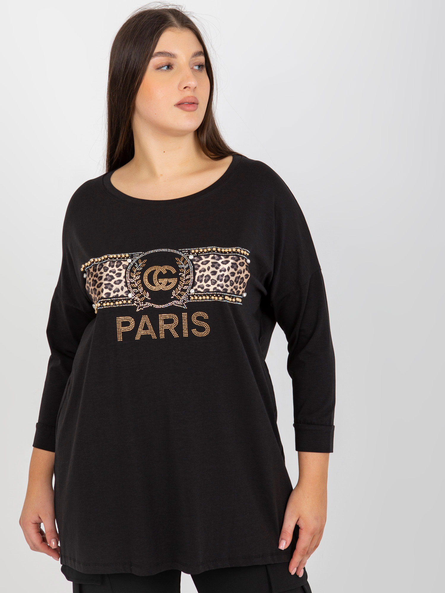 Čierne tričko s potlačou PARIS VI-BZ-2901.49P-black Veľkosť: ONE SIZE
