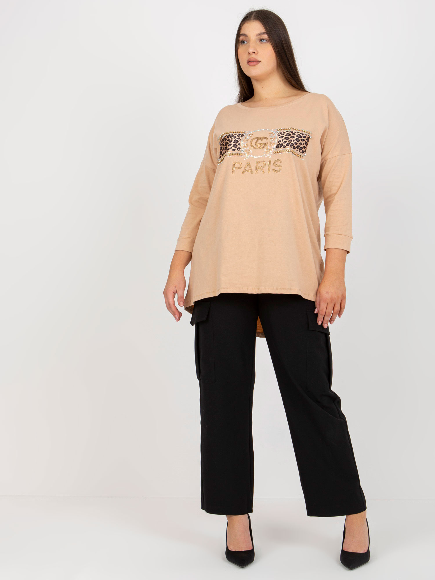 Béžové tričko s potlačou PARIS VI-BZ-2901.49P-beige Veľkosť: ONE SIZE