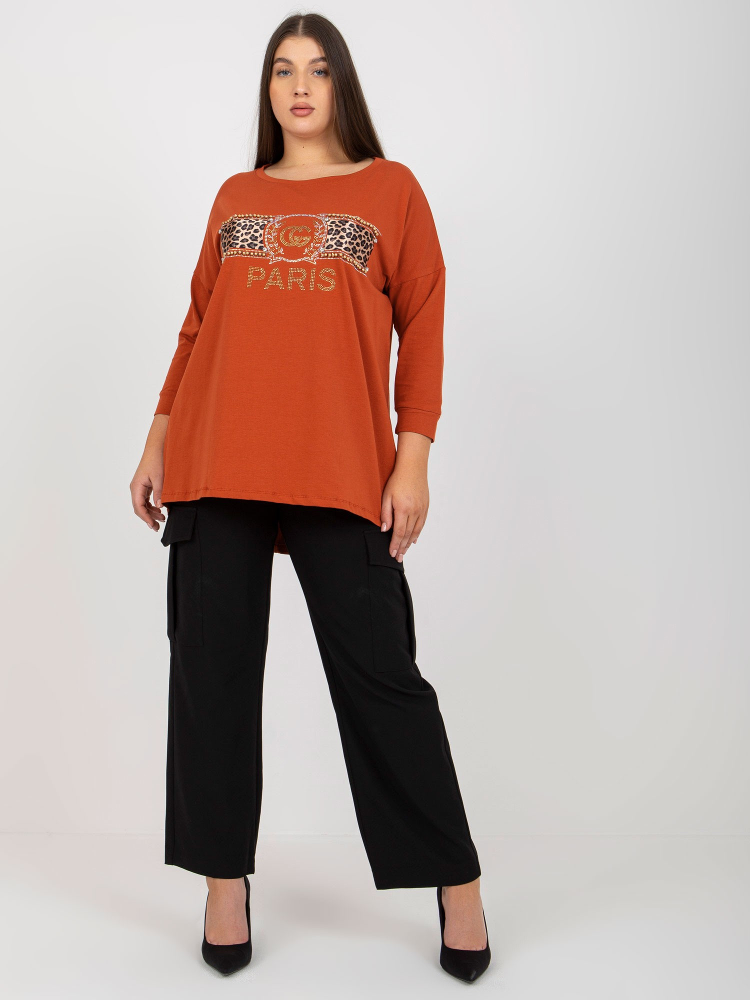 Tmavo-oranžové tričko s potlačou PARIS VI-BZ-2901.49P-dark orange Veľkosť: ONE SIZE